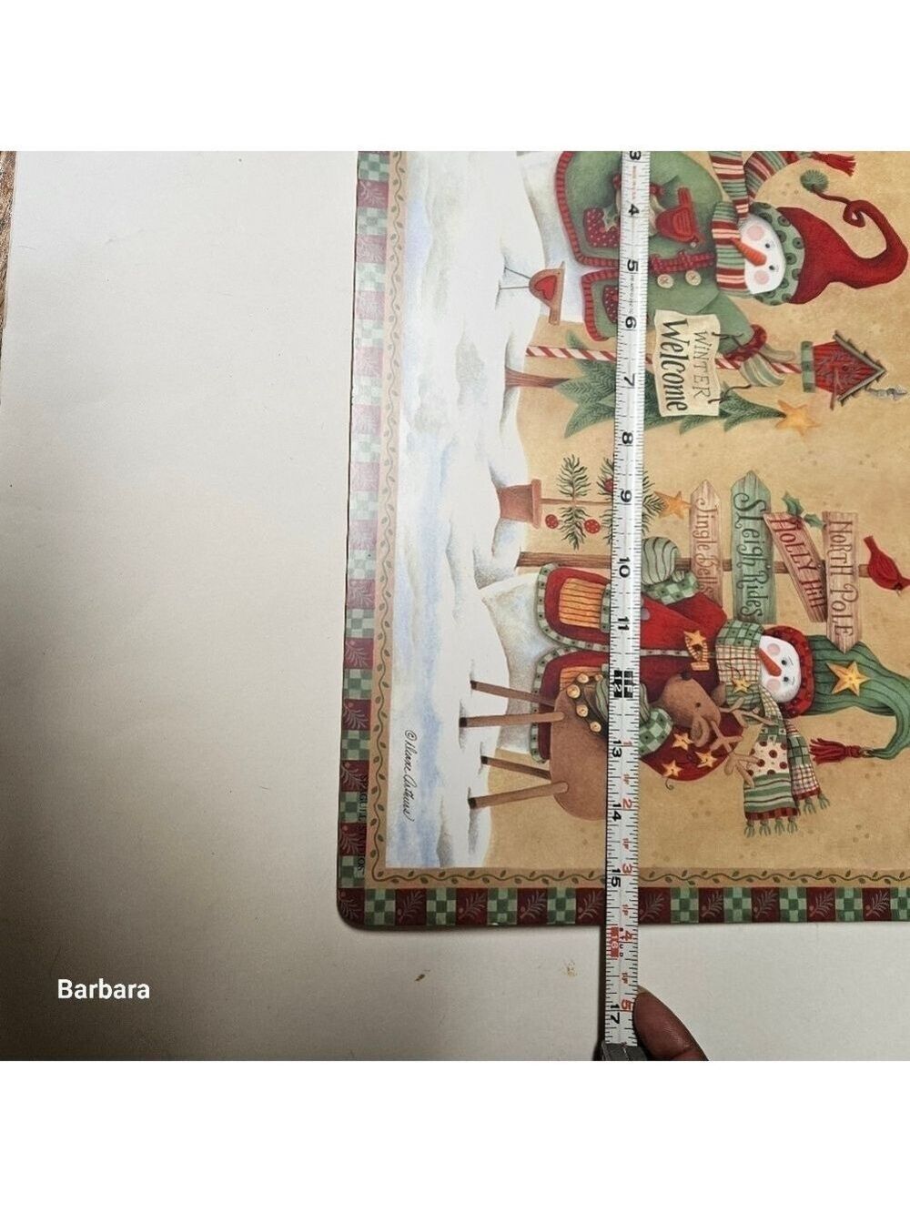 Vintage 5-Piece Set Christmas Snowmen Cork Backing Placemats - Picture 4 of 5